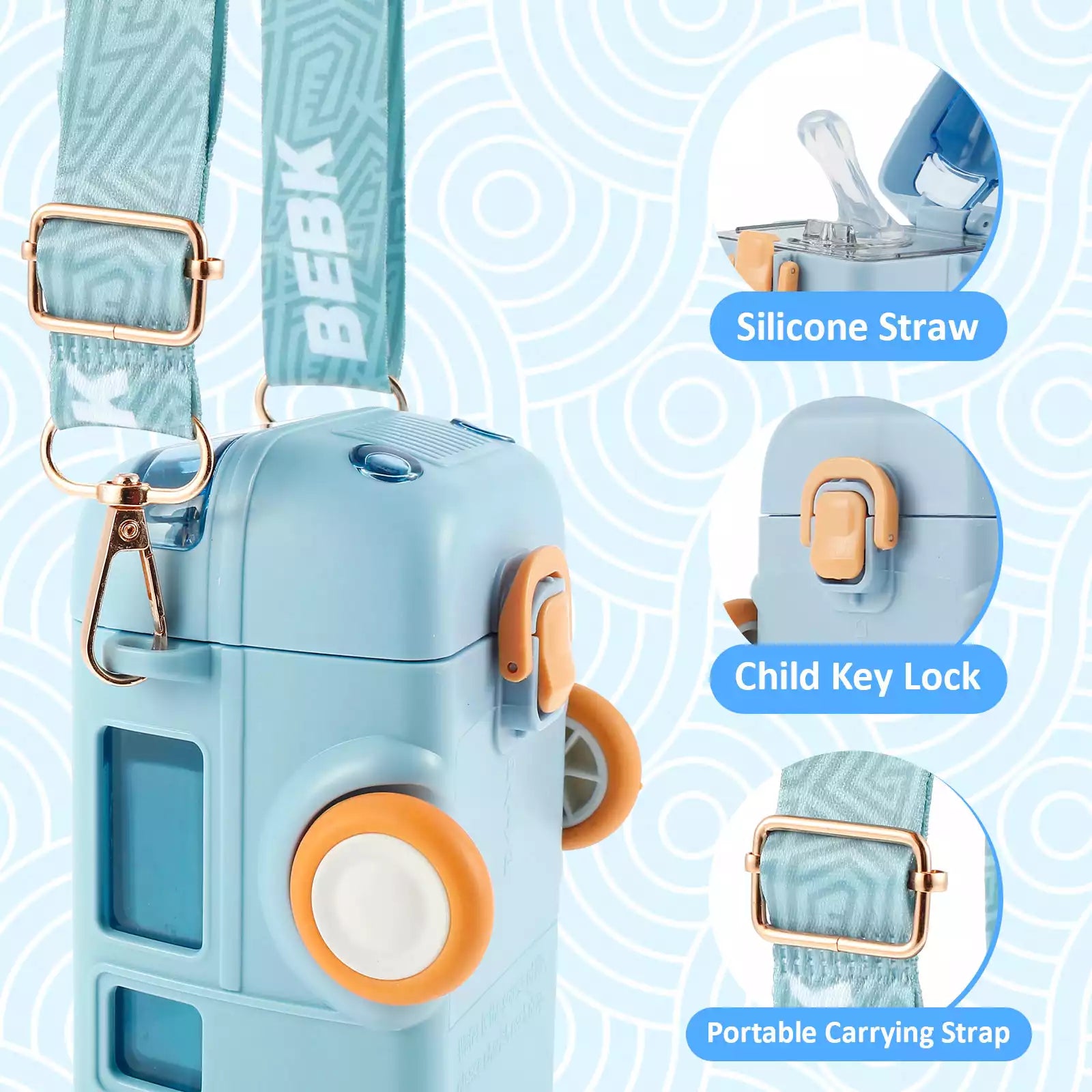 Bus Shape Water Bottle with Straw for Kids