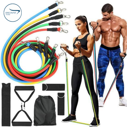 11 Pcs Fitness Resistance Bands Set - (IMPORTED)