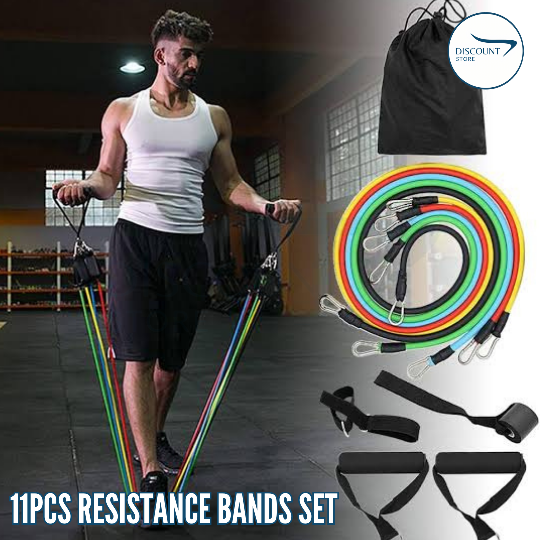 11 Pcs Fitness Resistance Bands Set - (IMPORTED)