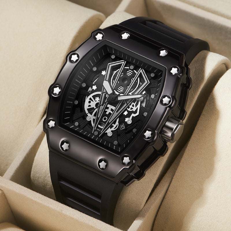 Luxury Black Skeleton  Watch