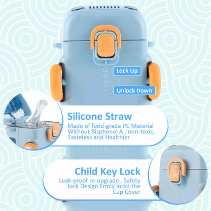 Bus Shape Water Bottle with Straw for Kids